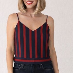 Red & Navy Striped Tie-Back Cropped Cami Tank | Summer Top